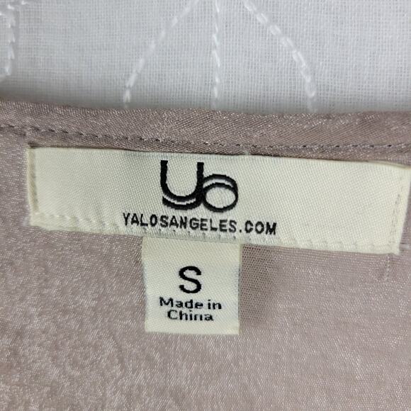 Ya Los Angeles Women Dress Size S Gray Metallic Sleeveless Tie Waist Tiered Mini - Picture 2 of 9